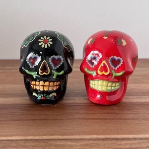 Sugar Skull ceramic salt and pepper shakers